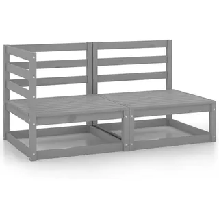 GartenmöBel Set,2-TLG. Garten-Lounge-Set Grau Kiefer Massivholz FüR Garten, Terrasse, AußEnbereich, Balkon - Grau