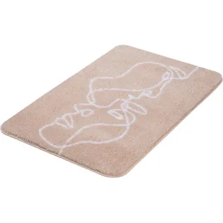 KLEINE WOLKE Badematte Face Beige 70 x 120 cm