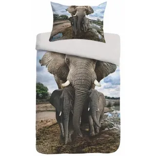 Kayori Sognamo Wendebettwäsche Mumba Elefanten bunt 135x200cm & 80x80cm Baumwolle mit Reißverschluss Bio Fairtrade