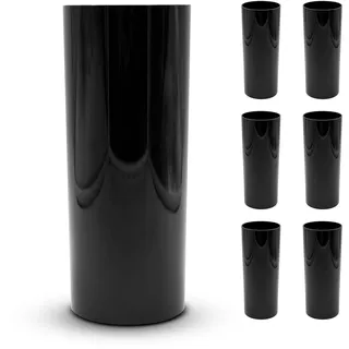 DOJA Barcelona | 30cl Longdrinkgläser | Pack 6 | Harte Schwarze Kunststoffbecher | 154x63x2mm | Polycarbonat Trinkgläser | Wiederverwendbare Hartplastikbecher | für Most, Cocktail, Gin Tonic