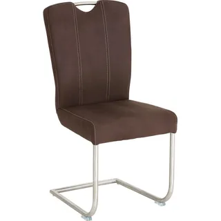 Valdera Schwingstuhl , Braun, Edelstahlfarben , Metall, Textil , Rundrohr , 43x99x56 cm , Esszimmer, Stühle, Schwingstühle