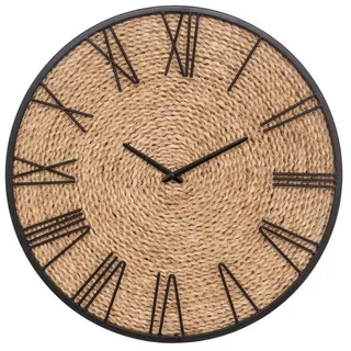 Atmosphera Créateur d'intérieur Wanduhr in braun Ø Stroh, D50 cm