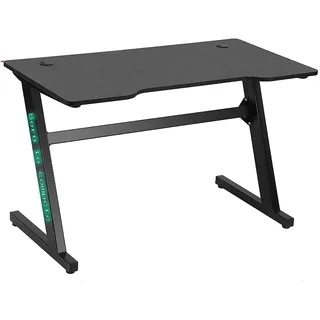 BAKAJI Schreibtisch Gaming PC Computer mit LED-Leuchten RGB Farbwechsel Struktur Metall Platte Holz Textur Carbonfaser mit Mauspad inklusive 120 x 60 x 73 cm Online-Spiel