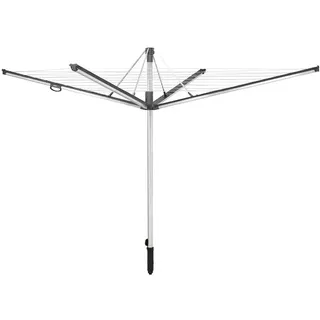 Leifheit Wäschespinne Linomatic 600 Plus, 60 m Leinenlänge, leicht öffnen | Geschützte Leinen, Höhenverstellbar 1,09-1,75 m, Nachspann-Technik, für bis zu 6 Waschmaschinenfüllungen, Bodenhülse inkl.