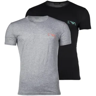 T-Shirt EMPORIO ARMANI "T-Shirt BOLD MONOGRAM 2er Pack", Damen, Gr. L, bunt (schwarz, grau), Obermaterial: 95% Baumwolle CO. 5% Elasthan EL., Shirts T-Shirt
