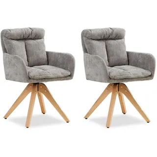 Homestyle4u 2er Set Polsterstühle drehbar Grau Esszimmerstühle Drehb