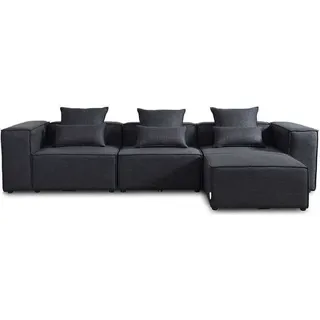 HOME DELUXE - Sofa Verona - Anthrazit, Größe: L - ca. 327 x 70 x 207 cm, Sitzhöhe: 46 cm, Sitztiefe: 80 cm, inkl. Kissen I Modulares Sofa Modulsofa Ecksofa Wohnlandschaft - Grau