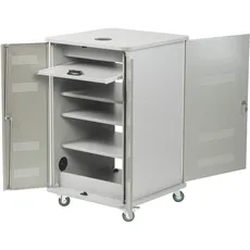 Nobo 1902339 Aluminiumschrank, vorne und hinten zu öffnen, 3 höhenverstellbare Regalböden, 574 x 604 x 950 mm, 1 Stück