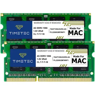 Timetec 8GB KIT(2x4GB) kompatibel für Apple DDR3 1067MHz/1066MHz PC3-8500 CL7 für Mac Book, Mac Book Pro, iMac, Mac mini(Ende 2008, Anfang/Mitte/Ende 2009, Mitte 2010) SODIMM Speicher MAC RAM Upgrade
