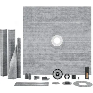 Vevor Duschaufsatz-Set, 1828 x 1828 x 32 mm großes Duschwannen-Set mit ABS-Mittelflansch, wasserdichter Duschaufsatz, Membran und Leiste, Duschwannen-Neigungsstangen, passend für Badezimmer