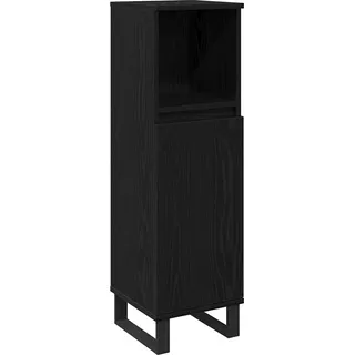vidaXL Badezimmerschrank mit Tür Schwarz Eichen-Optik 30 x 30 x 100 cm - Schwarz