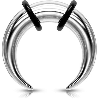 beyoutifulthings Dehn-Stab Taper Buffalo Horn Edelstahl Silber O-Ring Dehnanhänger Universal-Piercing Ohr-Piercing Ohr-Schmuck 6mm