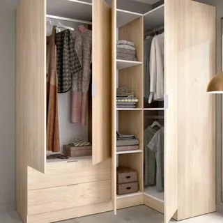 Dmora - Kleiderschrank Sillara, Eckschrank für Schlafzimmer, Eckschrank, 174x91h184 cm, Eiche
