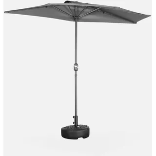 sweeek - Halber Sonnenschirm für Balkon 2,5 m mit zentralem Mast - Grau - Grau