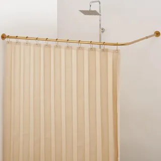Crkmire Duschvorhangstange L Form, [100-174 cm] x [140-214 cm] verstellbar Duschstange Ecke 15kg Tragkraft mit Deckenhalterung rostfrei 12 Haken inklusive Kein Durchhängen (Bohrmontage erforderlich)