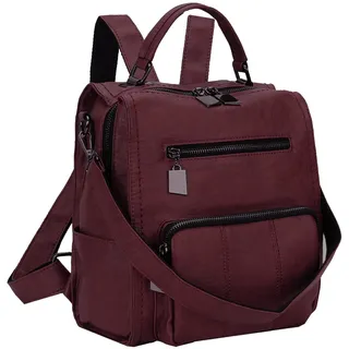 RAVUO Rucksack Damen, Elegant Cityrucksack Kleiner lederrucksack 2 in 1 Handtasche Damen-Rucksackhandtaschen Rote