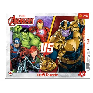 Trefl 31427 Marvel The, Unbesiegtes Avengers-Team-Rahmenpuzzle für die Kleinen, 25 Große Elemente, Rahmen und eine Feste Unterlage, mit Helden der Fernsehserie, für Kinder ab 4 Jahren, Chy