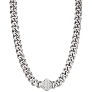 Emporio Armani Herren-Edelstahl-Halskette mit Karabinerverschluss, Taubengrau