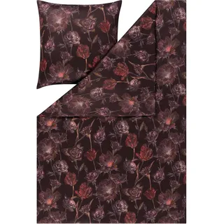 Estella Interlock Jersey Bettwäsche Zoe 6503-405 Vino Blumen 135x200 - Violett, bordeaux, Rosa