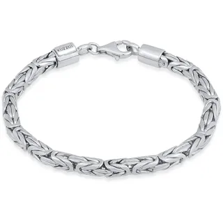 Kuzzoi Buddha Silber Armband für Herren, handgefertigtes Königsketten Armband (5 mm) aus 925 Sterling Silber, massives Königsarmband für Männer, Länge 23 cm