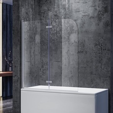 SONNI Duschwand für Badewanne 120x140 cm(BxH) badewannenfaltwand 2-teilig Faltbar 6 mm NANO-GLAS Duschabtrennung Badewanne