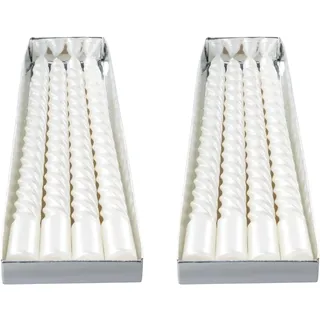 8 Stück Gedrehte Stabkerzen, Premium Spiralkerzen für Dinner & Dekoration, Lange Brenndauer, Tropffreie Kerzen Set für Tischdeko, Hochzeit, Weihnachten & Partys (Weiß)