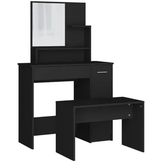 vidaXL Schminktisch-Set Schwarz 86,5x35x136 cm - Schwarz