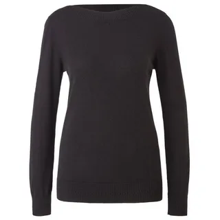 S.Oliver Damen Pullover, Sweater, U-Boot-Ausschnitt, Einfarbig, Black, Größe 42