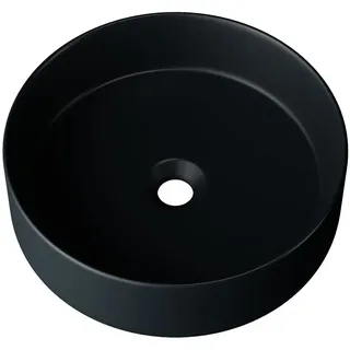 Waschbecken24 | Premium Waschbecken mit Lotus-Effekt für das Badezimmer und Gäste-WC (35x35x11cm, Schwarz Matt / A546SM)