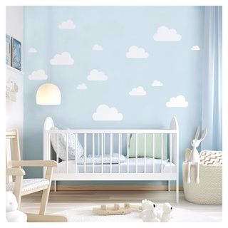 DEKO KINDERZIMMER Wandtattoo Wolken Set in weiß Wandsticker für Babyzimmer Jungen Wandaufkleber Mädchen Sticker selbstklebend DK1055-05