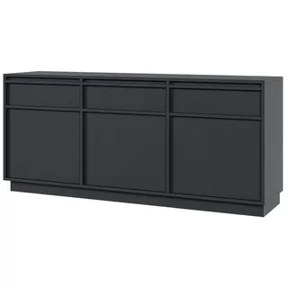 Selsey Evo - Sideboard 3-türig mit Schubladen, schwarz, 154 cm - Schwarz