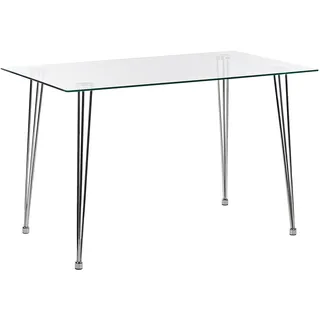 Beliani Esstisch 120 x 74 x 70 cm Silber/Transparent