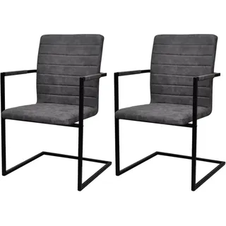 vidaXL Freischwinger 2 Stk. Grau Kunstleder