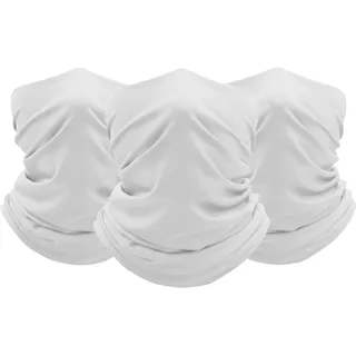 FUN FAN LINE - 3er Pack Multifunktionale Schlauchschals für Damen und Herren | Thermischer Winter-Nackenschal für Motorrad, Radfahren, Laufen und Wandern | Halstuch Stirnband (Weiß)