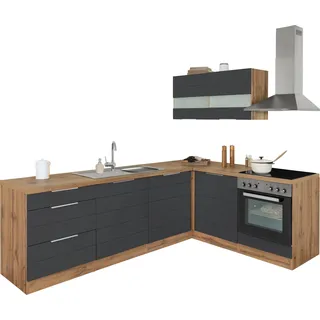 kochstation Winkelküche L-Form 240 x 180 cm grau