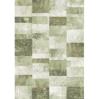 Webteppich , Grün, Hellgrün, Beige , Textil , Graphik , rechteckig , 80x150 cm , Oeko-Tex® Standard 100 , für Fußbodenheizung geeignet, Fasern thermofixiert (heatset) , Teppiche und Böden, Teppiche, Moderne Teppiche