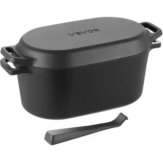 VEVOR Schmortopf aus emailliertem Gusseisen, 3,31 L Dutch Oven zum Backen von Sauerteigbrot, robuster Kochtopf mit Deckel & Griffen, geeignet bis 260 °C, Brottopf Eintöpfen zum Kochen und Braten
