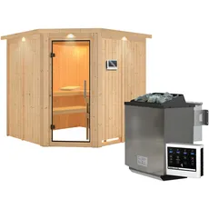 Bild Sauna Jarin mit Bio-Ofen, externe Steuerung Easy, Glastür, LED-Dachkranz