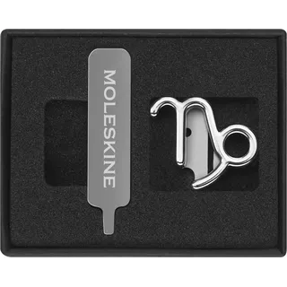 Moleskine Moleskine-Anstecknadel für Notizbuch oder Agenda, Steinbock, Brosche mit Sternzeichen-Symbol, Personalisiere den Gummibandverschluss, Personalisierte Geschenkidee, Farbe Silber