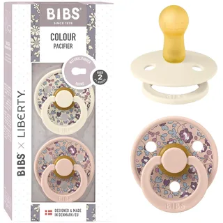 BIBS Colour Liberty Schnuller 2er-Pack, BPA-frei, Kirschform Nippel. Naturkautschuk/Latex, Hergestellt in Dänemark, Größe 2 (6-18 Monate), Eloise Blush