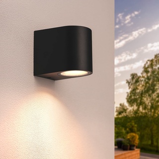 Ledvion Vesta, LED Wandleuchte Außen Schwarz Rund, Für Ein GU10 Down, Außenwandleuchte, Wandlampe, Außenlampe, IP54