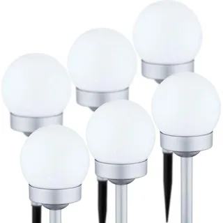 bmf-versand Solarleuchte Garten Solarlampe Kugel 2 x 3er Set Garten Wegeleuchte Außen - Weiß