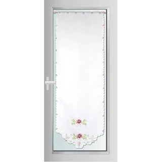 Türpanneaux 180x60cm mit Stickerei - Bumen ( Rose ) inkl. Vitragestange 60-90cm - Rosa