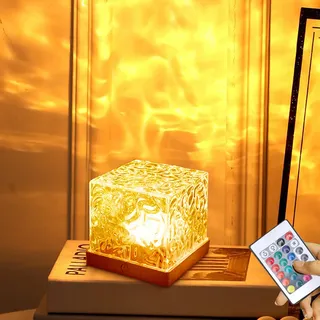 DAZZTIME LED Kristall Tischlampe,Acryl Diamant Nachttischlampe, LED Sternenhimmel Projektor, Aurora Lampe,LED Tischlampe aus Kristal,Wave Lamp,für Schlafzimmer, Wohnzimmer,Dekoration,16 Farben Typ A