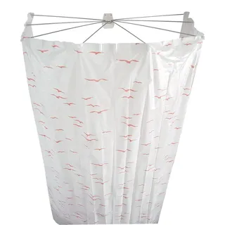 RIDDER Sylt Duschspinne, Duschfaltkabine, Ombrella, Badewannenvorhang, Kunststoff (ABS = Acrylnitril-Butadien-Styrol) / Edelstahl/PEVA (Polyethylen-Vinylacetat), rosé, 170 cm