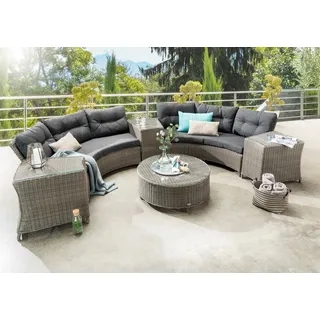 Destiny Gartenlounge-Set »RIO« 2x Schenkel, 1x Tisch, 3x Beistelltisch, inkl. Auflagen, 18 Stk. tlg. Aluminium, Polyrattan, grau