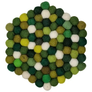 Grült Home Topfuntersetzer - Filz untersetzer für Tassen, Töpfe, Pfannen und Tassen handgefilzt in Nepal (Grün, Hexagonal 10 cm)