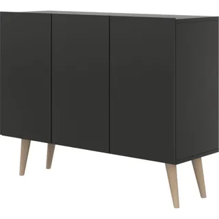 WFL Group Sideboard Ivy 120/95/40 cm in Schwarz , Holz , Echtholz , 3 Fächer , 120x95.5x39.9 cm , Kleinmöbel, Kommoden, Sideboards