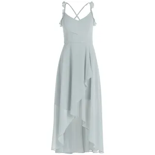 Abendkleid VERA MONT "Abendkleid mit Volant", Damen, Gr. 36, EURO, blau (smoky salvia), Obermaterial: 100% Polyester PES., Kleider Abendkleid