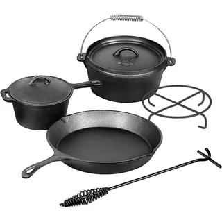 El Fuego Dutch-Oven-Set Gusseisen 5-tlg. Schwarz